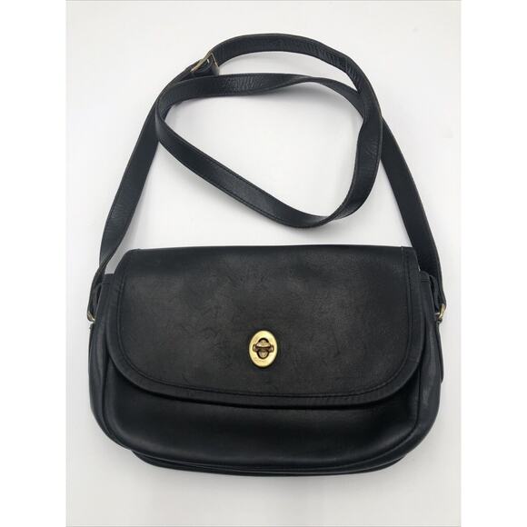 Michael Green Black Leather Messenger Crossbody Shoulder Handbag - Picture 1 of 10